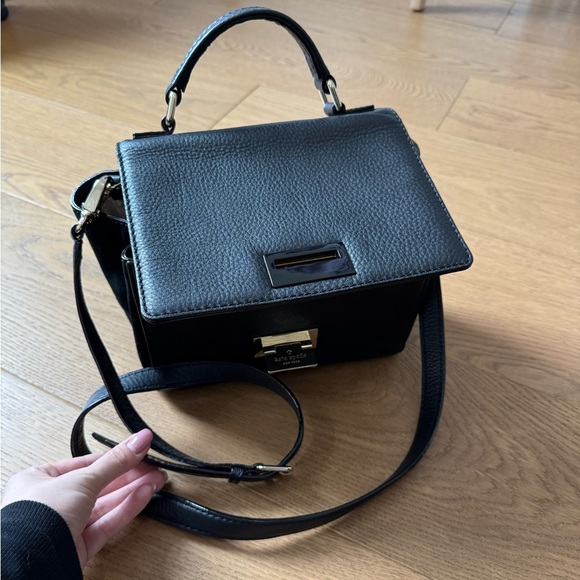 Kate Spade Black Leather & Suede Magnolia Park Suede Laurel Crossbody Bag - EUC - Picture 8 of 11